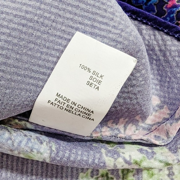 HALSTON Heritage Dress 4 purple One Sleeve RUFFLE SILK Floral - Picture 5 of 5